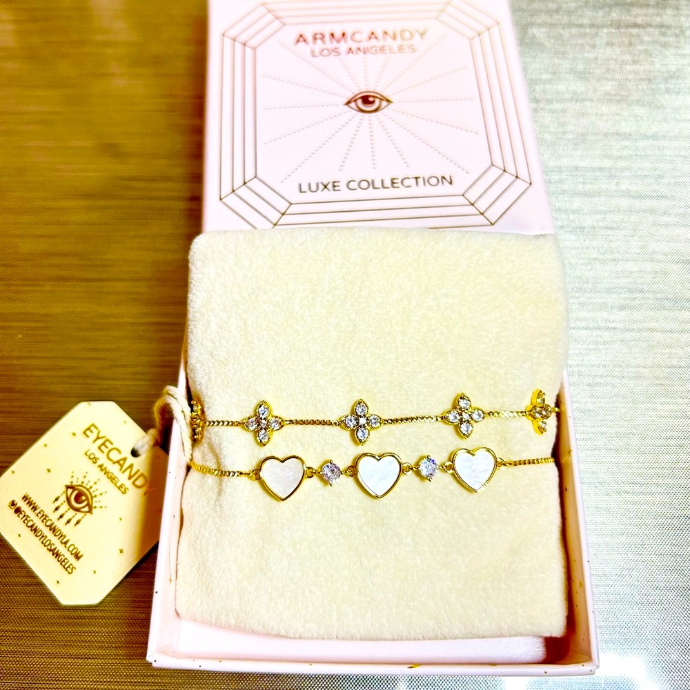 Eye Candy Brand New 2 Gold Toned Adjustable Bracelet Box Included
